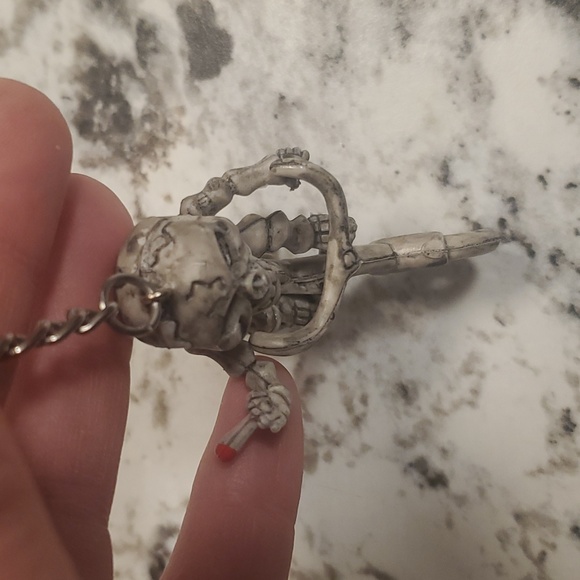 3D Smoking Skeleton on a Bike Hard Rubber Key Ring. - Picture 10 of 11